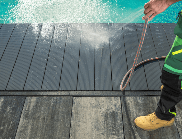 Pressure Washing Pool Deck